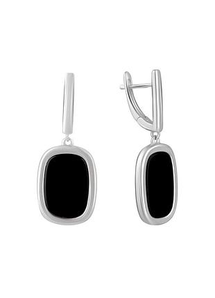 Сережки срібло з оніксом 6.141ct