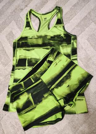 H&m яскравий спортивний комплект майка та шорти