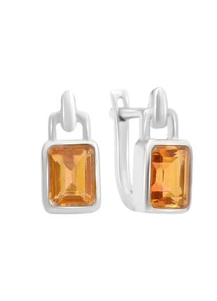 Серьги серебро с золотим кварцем 3.45ct