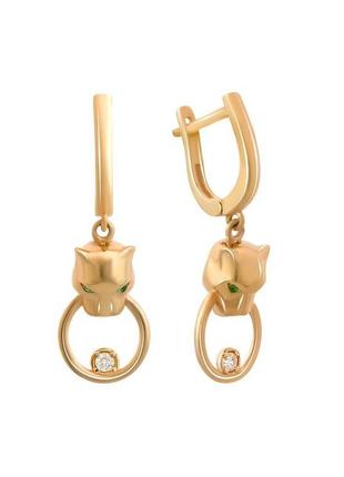 Золотые серьги с фианитами 0.06ct