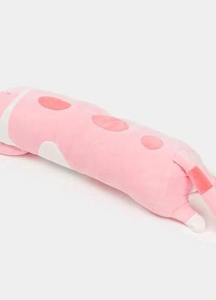 Мягкая детская игрушка кот батон 70 см, розовый / плюшевая игрушка подушка длинный котенок