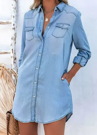 Туника джинсовая, удлиненная рубашка h&m
