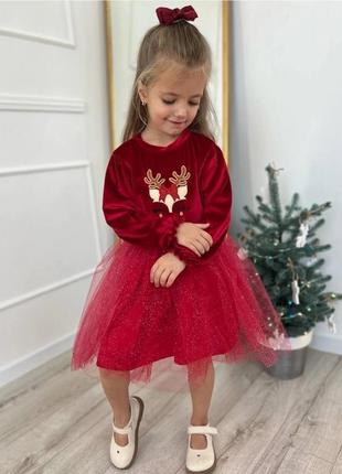 Детское новогоднее платье красная фатин