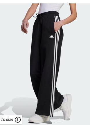 Штани широкі adidas essentials 3-stripes french terry wide pants