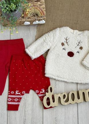Теплый комплект девушкам 0-3 месяцев, штанишки, кофта