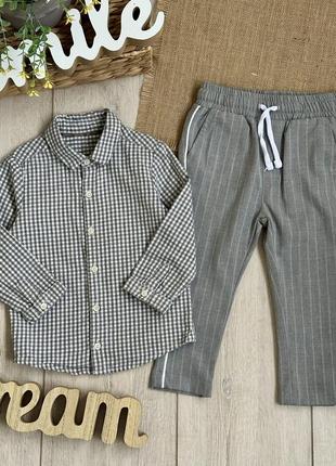 Стильный комплект мальчику 9-12 месяцев, рубашка, штанишки