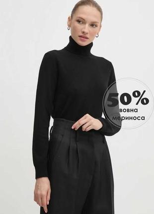 Класика чорний светр з хомутом/ we women вовна мериноса