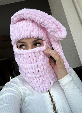 Рожева балаклава з вушками