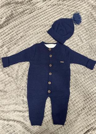 Nipperland теплый вязаный шерстяной комбенизон ромпер 9-12 шерсть мериноса