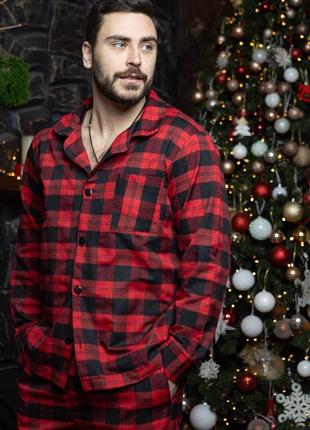 Фланелевая пижама унисекс рубашка и штаны7 фото