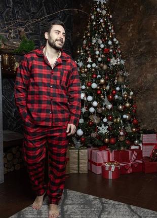 Фланелевая пижама унисекс рубашка и штаны9 фото
