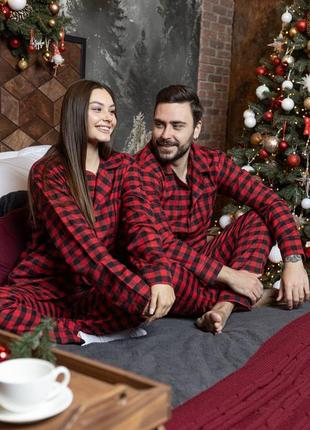 Фланелевая пижама унисекс рубашка и штаны6 фото