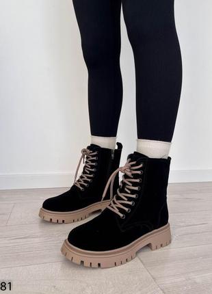 Женские зимние ботинки ботинки из натуральной замши замшевые зимние ботинки ботинки на высокой подошве утолщенной