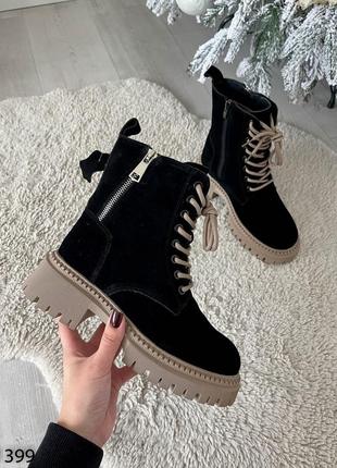 Женские зимние ботинки ботинки из натуральной замши замшевые зимние ботинки ботинки на высокой подошве утолщенной