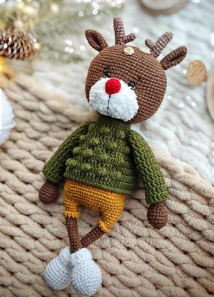 Рождественское олене рыжольф с красным носиком,34 см, в наличии