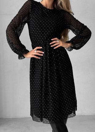 Платье из сеточки с камушками на подкладке 🖤 красива модель