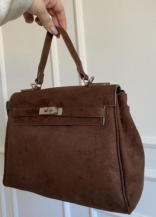 Жіноча сумка рижа коричнева замша стильна маленька жіноча сумка