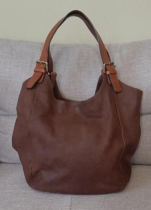 Сумка коричневого цвета бохо замш нубук кожа