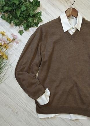 Вовняний джемпер вовна меріноса з шовком collezione вовняний пуловер мокко