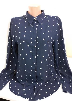 Блуза от британского бренда marks &amp;spencer синяя в горошек размер 10