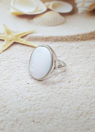 🔺💍🦪 кольцо в винтажном стиле натуральный белый перламутр р.18