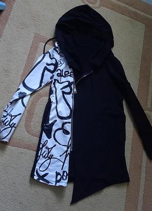 Кофта женская, кофта длинная на змейке с капюшоном