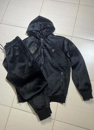 Теплый зимний велюровый костюм philipp plein