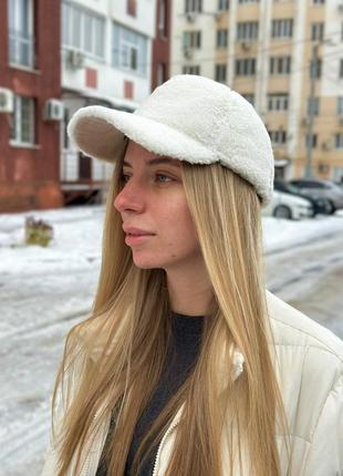 Бейсболка зимняя теплая тедди с ушками (отворачиваются) 57-59