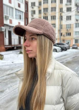 Бейсболка зимняя теплая тедди с ушками (отворачиваются) 57-59