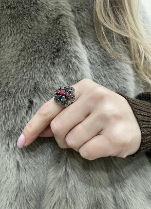 Серебряное кольцо с натуральным камнем (рубин, сапфир, изумруд) 925 проба