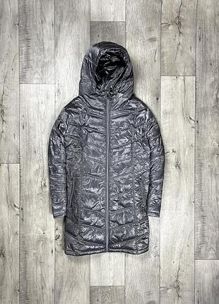Calvin klein куртка пуховик l размер женская длинная стеганая серая