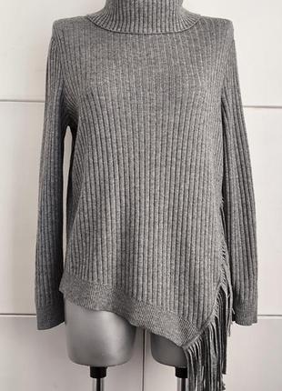 Светр gerry weber сірого кольору з високим коміром та бахромою