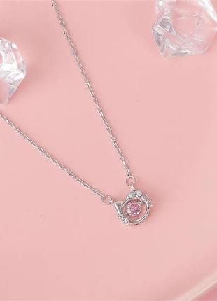 Изящное ожерелье hello kitty с инкрустацией из фианита