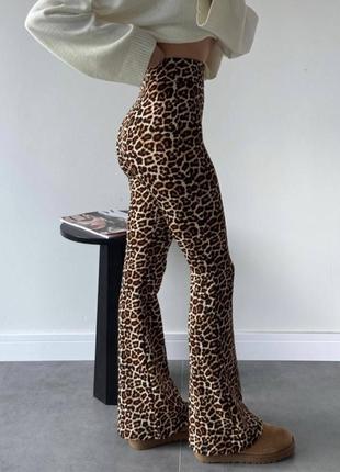 Лосины клеш теплые леопардовый принт
