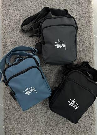 Мессенджер stussy черный/синий/серый, борсетка стуху в разных цветах, стильная сумка через плечо мужская/подростковая