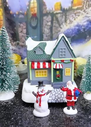 Миниатюра городок родожье рождественская композиция с лед подсветкой домик в лесу елочка