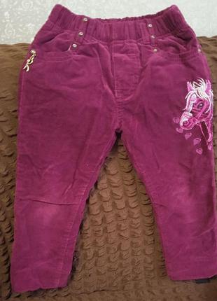 Вельветовые брюки на флисе для девочки