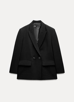 Черный блейзер пиджак жакет двубортный zara / базовый чернний пиджак жакет двубортный оверсайз зара