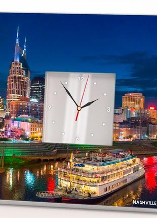 Настінний годинник картина "нэшвилл. сша" декор для інтер'єру