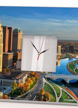 Необычные настенные часы "коламбус. огайо" подарок в интерьер для путешественника