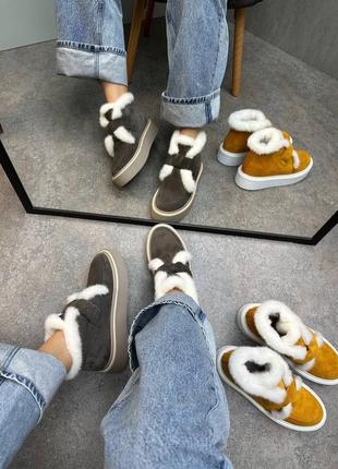 Женские лоферы из натуральной замши с натуральным мехом норки visone 7