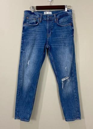 40/l укорочені джинси бойфренд від zara the slim boyfriend in valley blue
