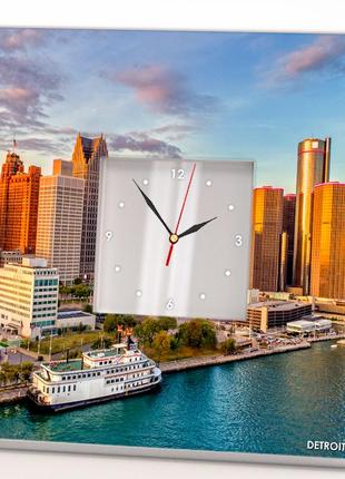 Часы настенные "детроит. мичиган" подарок в интерьер для путешественника