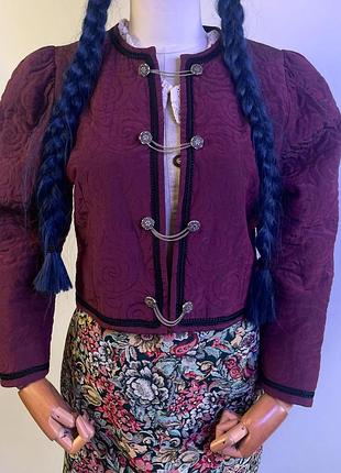 Вінтажний стьобаний стьоганий жакет піджак кардиган в бохо готичний стиль