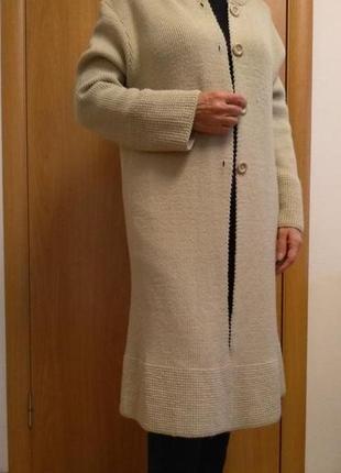 Модная длинная кофта / тонкое пальто / вязанный кардиган бежевая, jessy paris (3464)3 фото