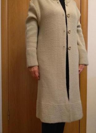 Модная длинная кофта / тонкое пальто / вязанный кардиган бежевая, jessy paris (3464)6 фото