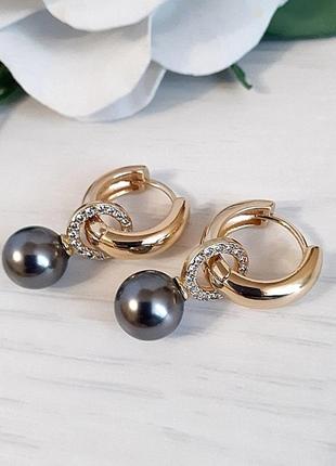 Сережки трансформери з перлами swarovski