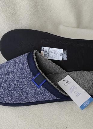 Теплые мужские тапочки шлепанцы флис мех m&s р.46-47-48 стелька 32 см
