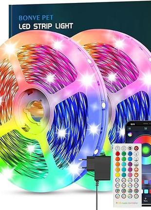 Rgb светодиодная лента (10м) 5050 блок питания 24в. ,пульт+управление с телефона с bluetooth