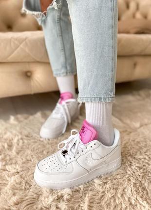 Женские кроссовки nike air force 1 lx white lace pink